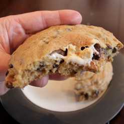 s’mores stuffed cookie is gooey inside