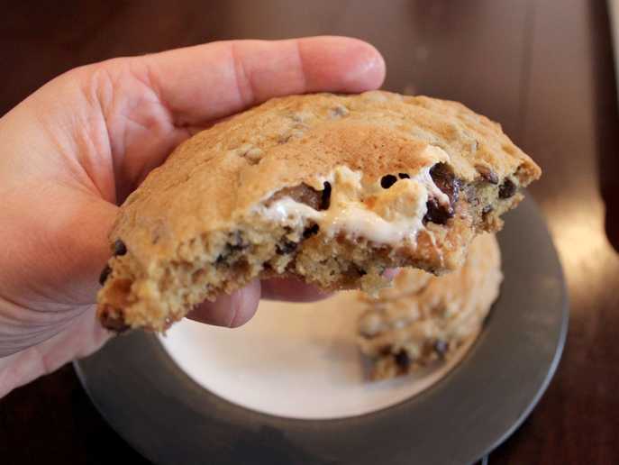 s’mores stuffed cookie is gooey inside