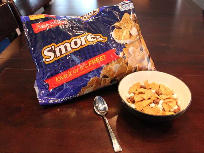 Malt-O-Meal S’mores cereal with bowl and spoon