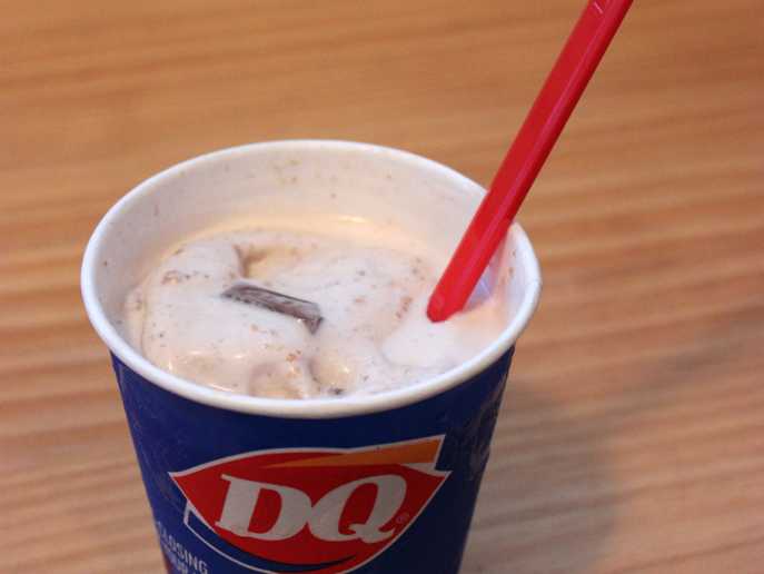 DQ S’mores Blizzard with mini chocolate and marshmallow bars